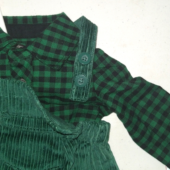 NEW! Baby Boys Corduroy Dungaree / Overalls Top & Bottom Set, Green - Cat & Jack - Picture 7 of 15